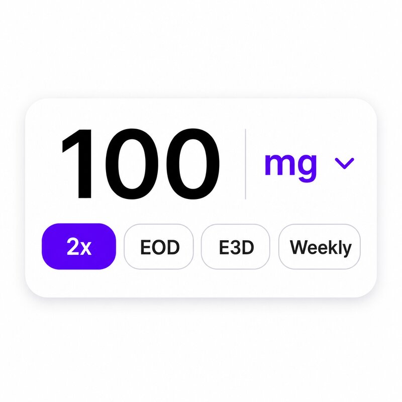 Entering weekly testosterone dose and injection frequency